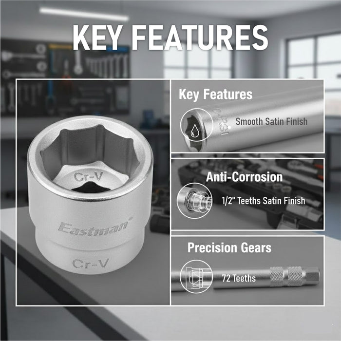 Eastman 1/2" And 1/4" SQDrive Socket Set , 94 Pcs Set E-2301