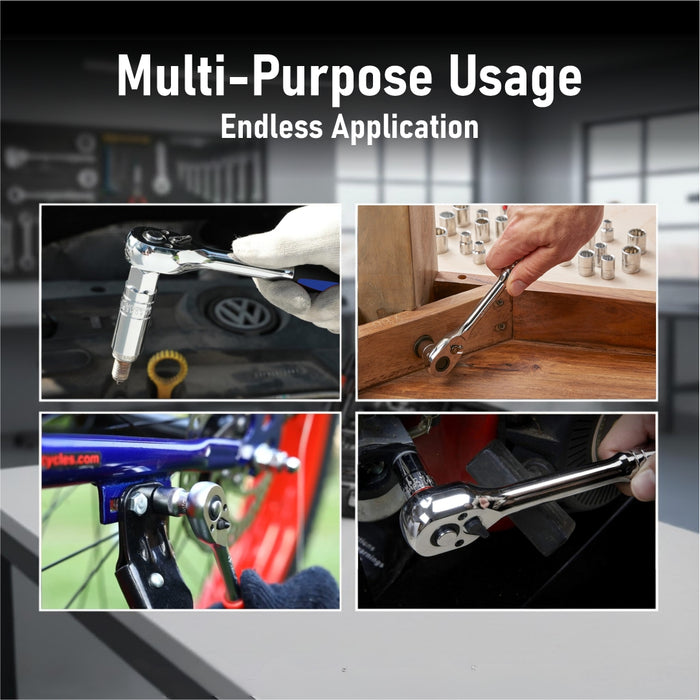 Eastman (12.7)1/2" Drive 24-Pcs Socket Set with Blow Mold Case, Mirror Finish, Knurled Sockets, Heavy-Duty Ratchet Handle, Ideal for Automotive Use (E-2260N)