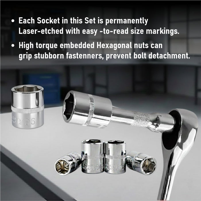 Eastman 1/2" And 1/4" SQDrive Socket Set , 94 Pcs Set E-2301