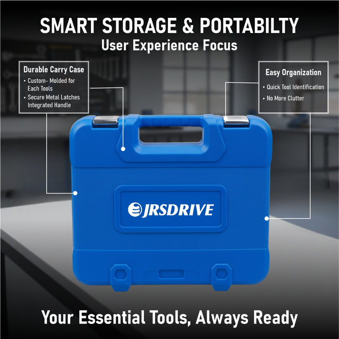 Eastman (12.7)1/2" Drive 24-Pcs Socket Set with Blow Mold Case, Mirror Finish, Knurled Sockets, Heavy-Duty Ratchet Handle, Ideal for Automotive Use (E-2260N)