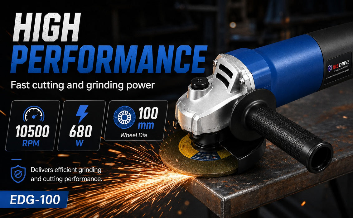 JRSDRIVE EDG-100 Angle Grinder - 100mm (4-Inch) Wheel Dial, 680W Powerful Motor, 10500 RPM for Cutting & Grinding