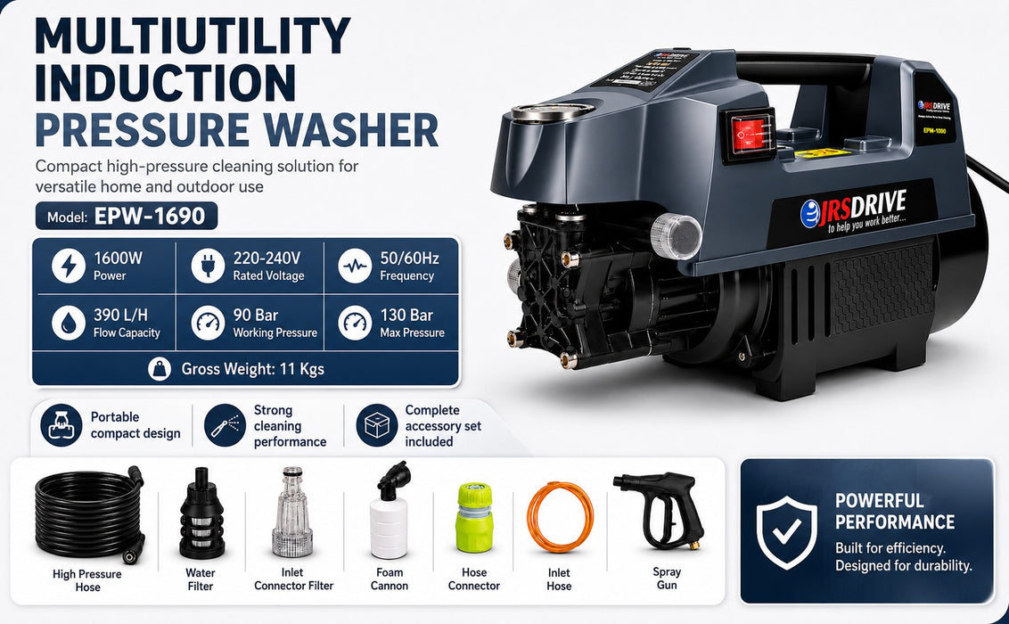 JRSDRIVE Induction Washer ,90 Bar, 6.5 L/Min ,1600W  EPW1690
