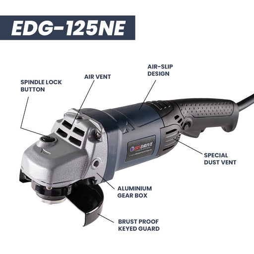 JRSDRIVE Heavy Duty Angle Grinder with 125 Mm Wheel Dia, 3000-9000 Rpm, 1350W, Single Speed model (EDG-125NE) Eastman Cast & Forge Ltd (GT Raod - Ludhiana)