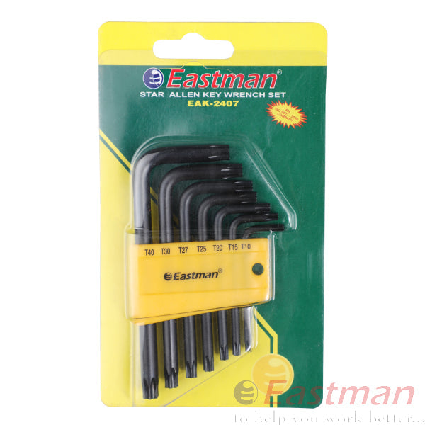 Eastman Star Allen Key Set, Short Pattern, CRV, Champhered Heads, Black Finish, Set Of 07 Pcs, Size:- T10 To T40, EAK-2407 Eastman Cast & Forge Ltd (GT Raod - Ludhiana)