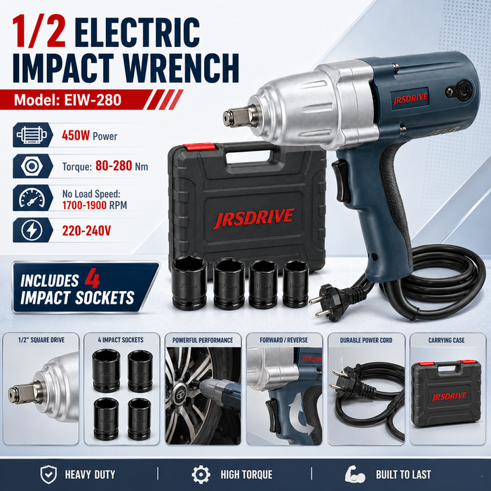 JRSDRIVE EIW-280 Corded Electric Impact Wrench - Industrial Grade Powerful Motor with Variable Speed and High Product Durability