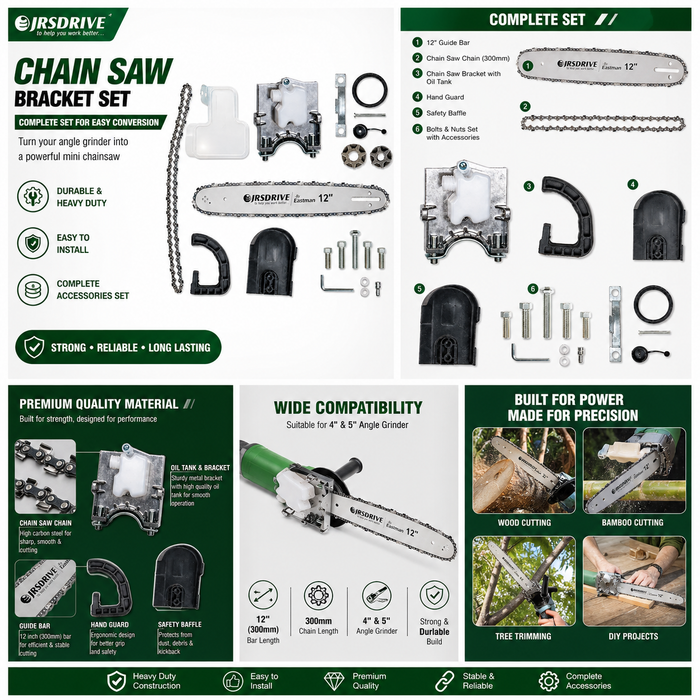 JRSDRIVE ECSB-300 Chain Saw Bracket Set: 300mm Chain Size & 12-Inch Guide Bar Length
