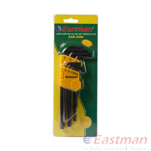Eastman Ball Point Allen Key Set, Long Pattern, CRV, Champhered Heads, Black Finish, Set Of 09Pcs, Matric Size:- 1.5mm To 10mm, EAK-2408