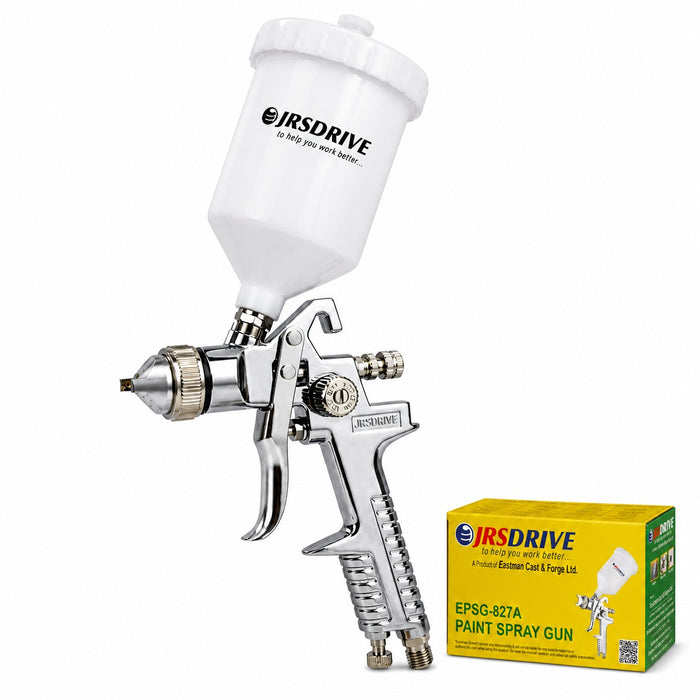 JRSDRIVE Professional Gravity Feed Spray Gun (EPSG-827A), 600ml Capacity, 3-4 Bar Operating Pressure for Automotive & Furniture