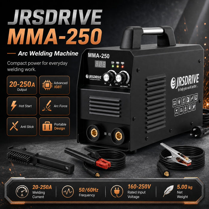 JRSDRIVE EAWSI-250 Portable ARC Welding Machine | Lightweight 7kg Design | 160V-250V Wide Voltage Support