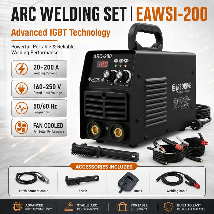 JRSDRIVE (EAWSI-200) Heavy Duty Welding Machine – Efficient Cooling System, Stable Performance