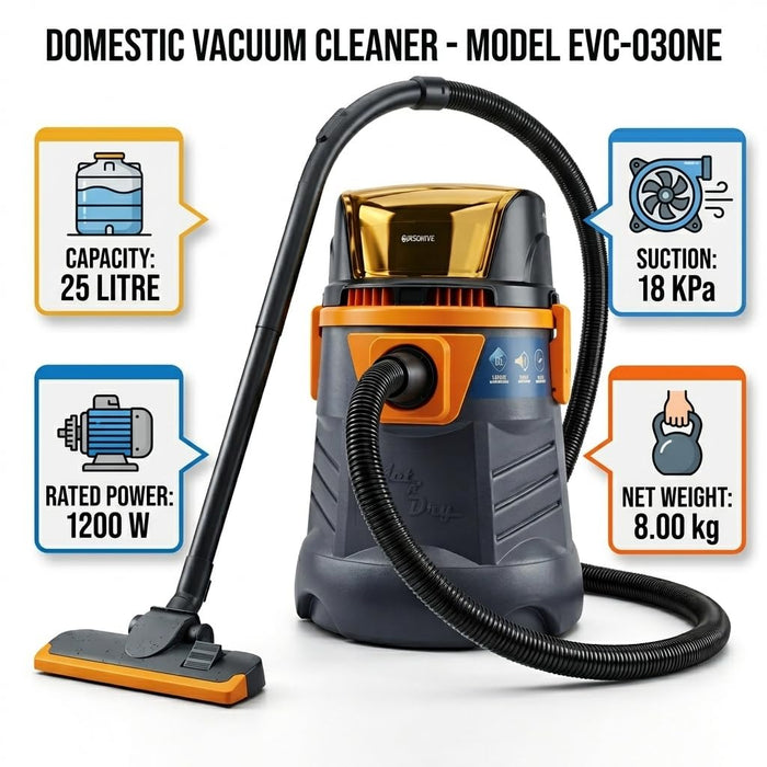 JRSDRIVE Best Domestic Vacuum Cleaner, 18 Kpa, Rate, 1200W, 25 Lt (EVC-030NE)
