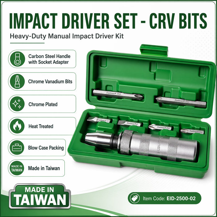 Eastman IMPACT DRIVER SET - CRV BITS, EID2500-02