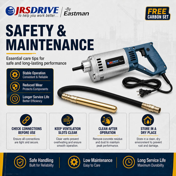 JRSDRIVE Electric Concrete Vibrator 1100W – 1.5m Rod for Concrete & Cement Work EEVR1.5