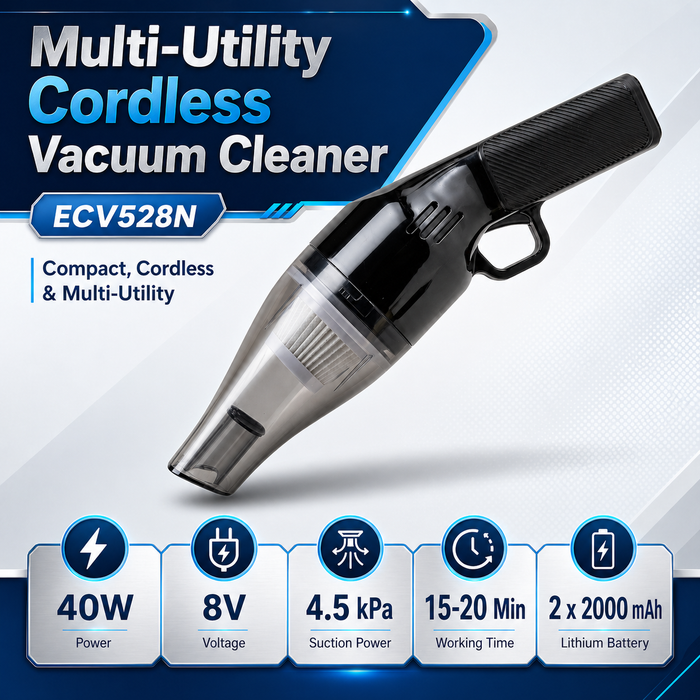 JRSDRIVE ECV-528N Cordless Vacuum – Lightweight & Powerful Cleaning for Car Interiors, Home Corners & Furniture