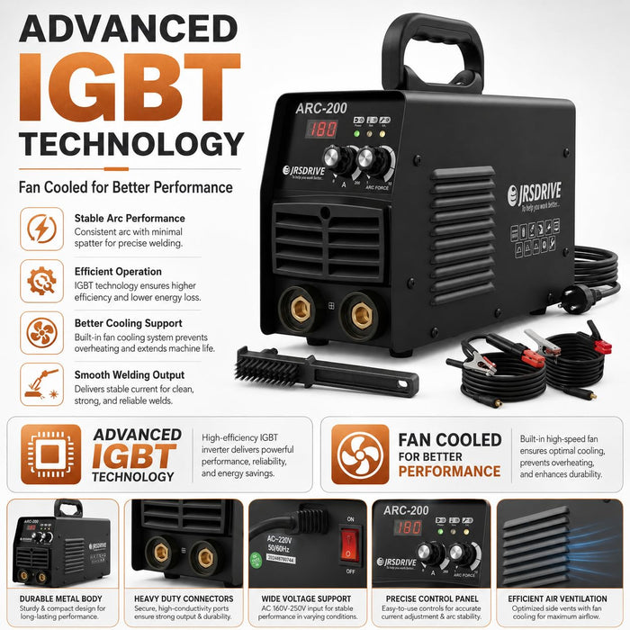 JRSDRIVE (EAWSI-200) Heavy Duty Welding Machine – Efficient Cooling System, Stable Performance