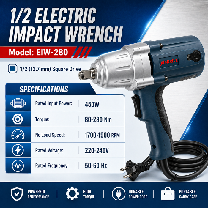 JRSDRIVE EIW-280 Corded Electric Impact Wrench - Industrial Grade Powerful Motor with Variable Speed and High Product Durability