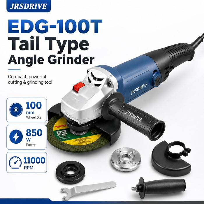 JRSDRIVE EDG-100T 850W Grinder | 100mm (4") Disc | Aluminum Gear Housing & Burst-Proof Guard