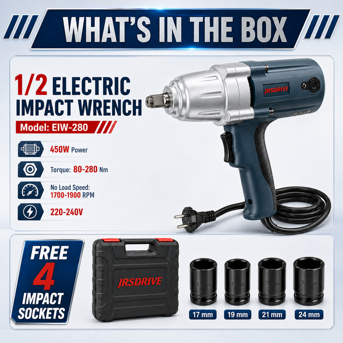 JRSDRIVE EIW-280 Corded Electric Impact Wrench - Industrial Grade Powerful Motor with Variable Speed and High Product Durability
