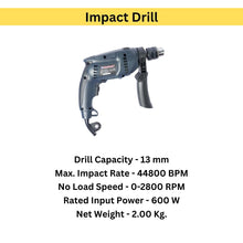 JRS Impact Drill ,Capacity 13mm, No Load Speed 0-2800RPM, 600W, EID-013