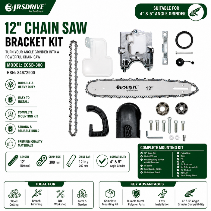 JRSDRIVE ECSB-300 Chain Saw Bracket Set: 300mm Chain Size & 12-Inch Guide Bar Length
