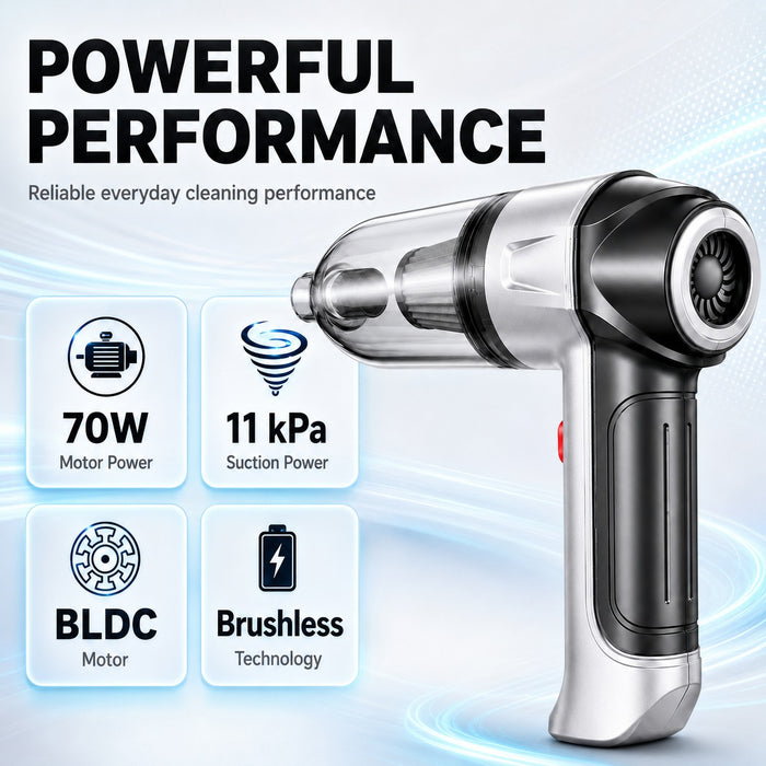 JRSDRIVE ECVB588N Cordless Vacuum Cleaner – 70W High Power, 11000pa Suction, 8V Battery with HEPA Filtration & Multi-Utility Nozzles