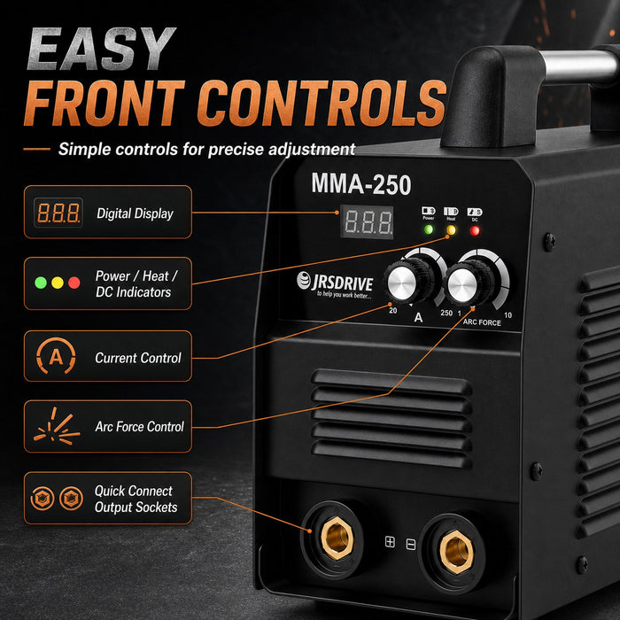 JRSDRIVE EAWSI-250 Portable ARC Welding Machine | Lightweight 7kg Design | 160V-250V Wide Voltage Support