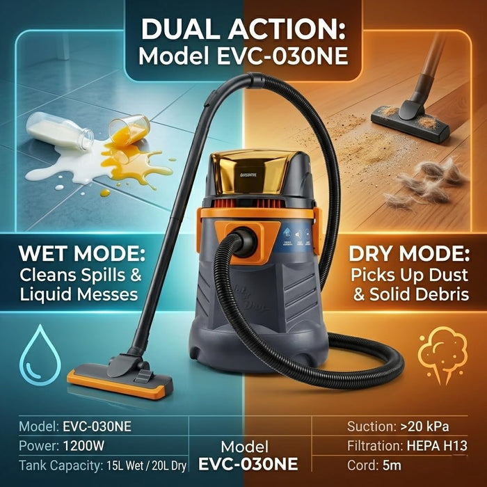 JRSDRIVE Best Domestic Vacuum Cleaner, 18 Kpa, Rate, 1200W, 25 Lt (EVC-030NE)
