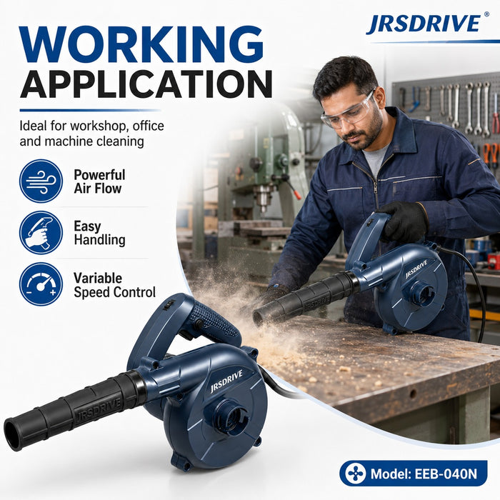 JRSDRIVE EEB-040N Heavy-Duty Electric Blower - Powerful 600W Motor for Rapid Cleaning & Dust Removal