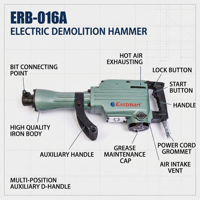 JRSDRIVE ERB-016A Demolition Hammer | 1600W | 32J Impact Energy