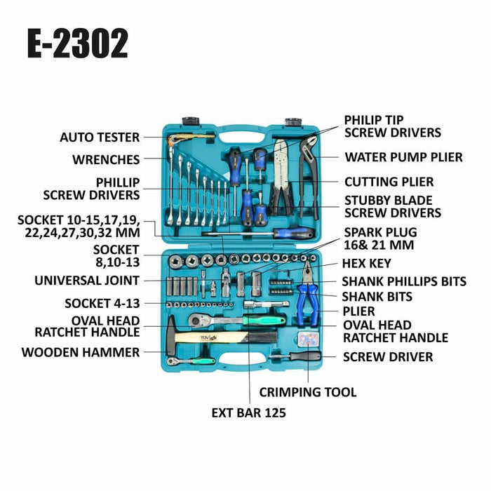 Eastman 100 PCS SOCKET & BIT SET, Knurled Sockets E-2302