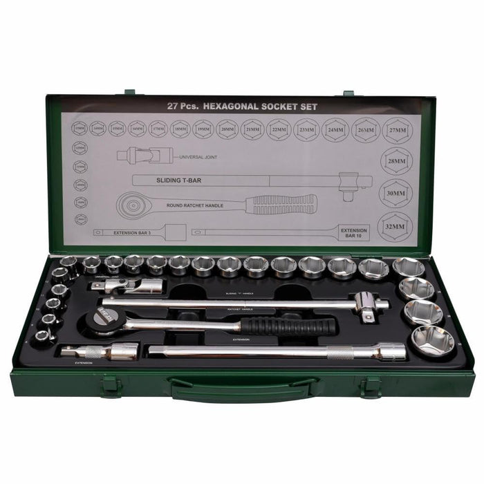 Eastman 1/2 SQ. 27 Pc DRIVE SOCKET SETS,Chrome Finish ,(E-627R)