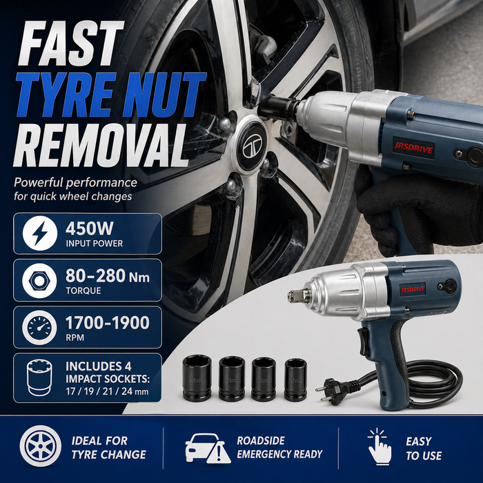 JRSDRIVE EIW-280 Corded Electric Impact Wrench - Industrial Grade Powerful Motor with Variable Speed and High Product Durability