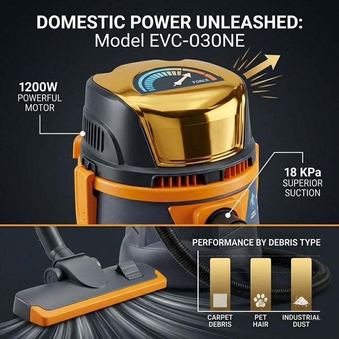 JRSDRIVE Best Domestic Vacuum Cleaner, 18 Kpa, Rate, 1200W, 25 Lt (EVC-030NE)