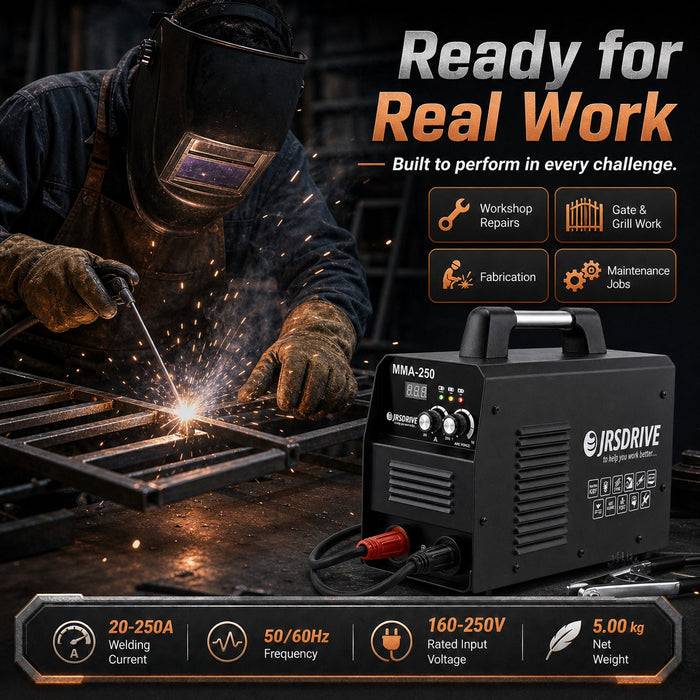 JRSDRIVE EAWSI-250 Portable ARC Welding Machine | Lightweight 7kg Design | 160V-250V Wide Voltage Support