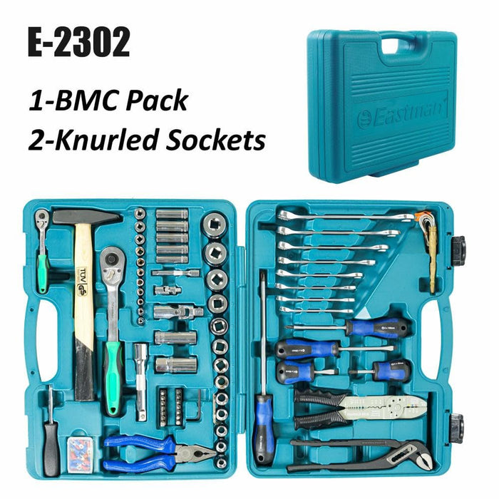 Eastman 100 PCS SOCKET & BIT SET, Knurled Sockets E-2302