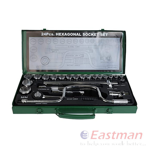 1/2 SQ. 27 Pc DRIVE SOCKET SETS,Chrome Finish ,(E-627R)