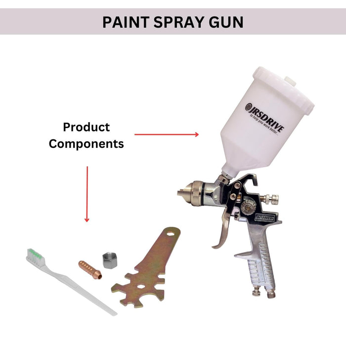 JRSDRIVE Professional Gravity Feed Spray Gun (EPSG-827A), 600ml Capacity, 3-4 Bar Operating Pressure for Automotive & Furniture