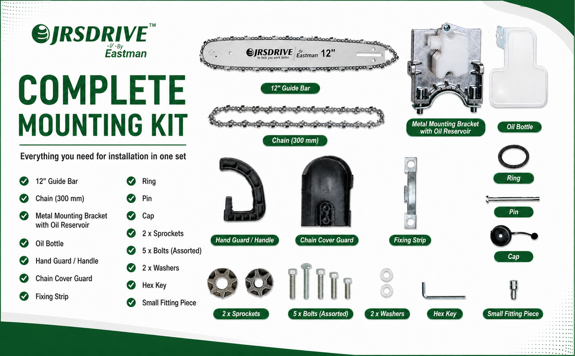 JRSDRIVE ECSB-300 Chain Saw Bracket Set: 300mm Chain Size & 12-Inch Guide Bar Length