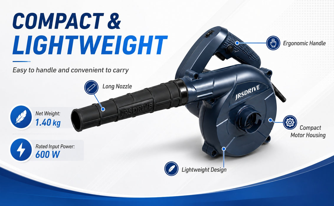 JRSDRIVE EEB-040N Heavy-Duty Electric Blower - Powerful 600W Motor for Rapid Cleaning & Dust Removal