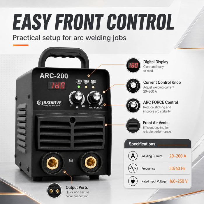 JRSDRIVE (EAWSI-200) Heavy Duty Welding Machine – Efficient Cooling System, Stable Performance