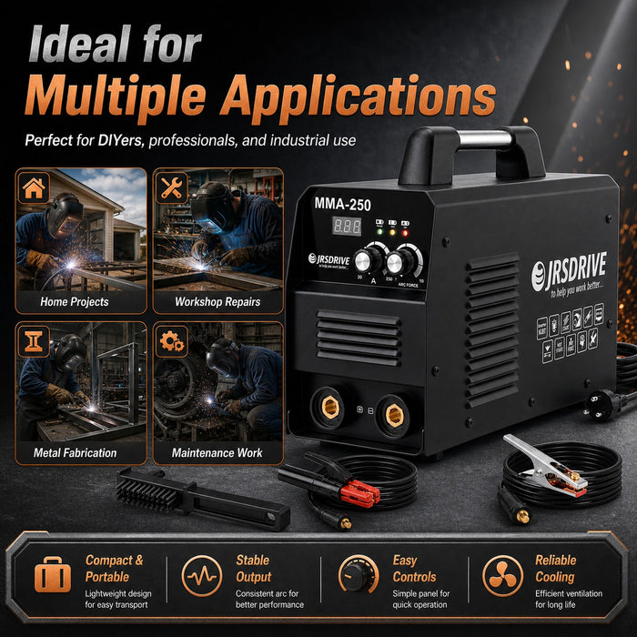 JRSDRIVE EAWSI-250 Portable ARC Welding Machine | Lightweight 7kg Design | 160V-250V Wide Voltage Support