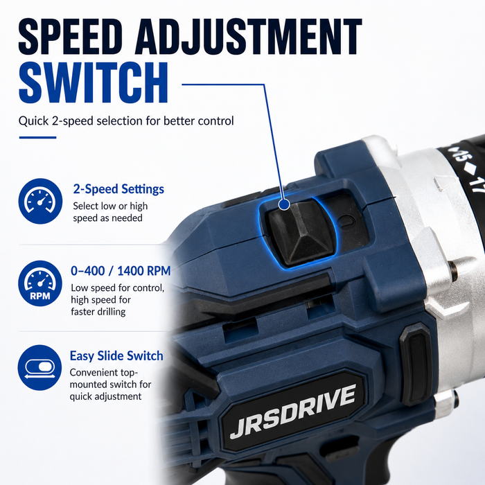 JRSDRIVE 12V Cordless Drill Driver Kit ECD-10NK | Power Screwdriver Machine Set with 2x 1.5Ah Lithium Batteries, Fast Charger, Flexible Extension Shaft & 26 Accessories in Heavy Duty BMC Box