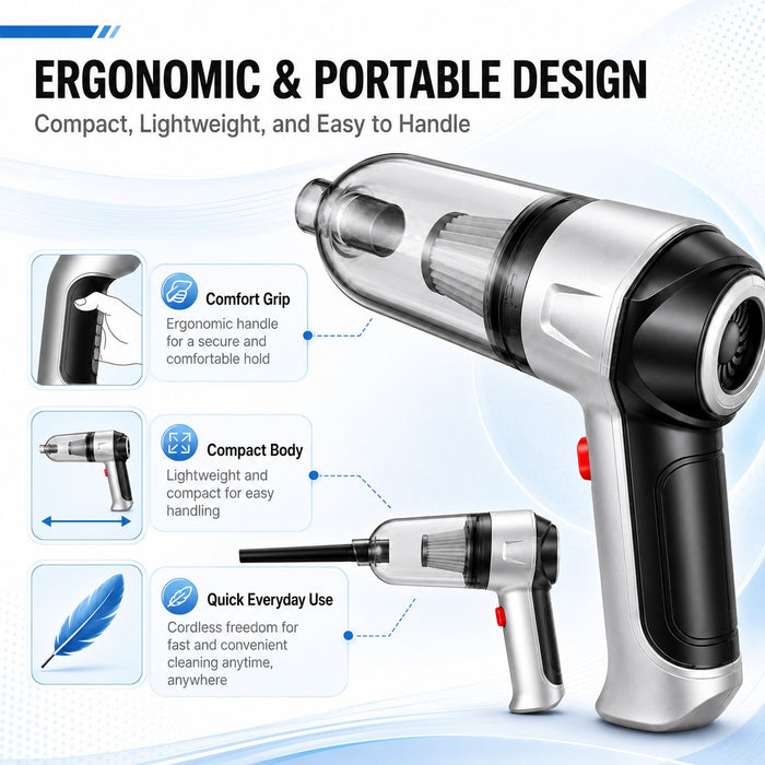 JRSDRIVE ECVB588N Cordless Vacuum Cleaner – 70W High Power, 11000pa Suction, 8V Battery with HEPA Filtration & Multi-Utility Nozzles