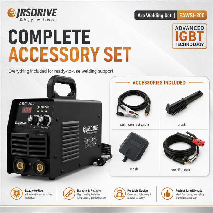 JRSDRIVE (EAWSI-200) Heavy Duty Welding Machine – Efficient Cooling System, Stable Performance