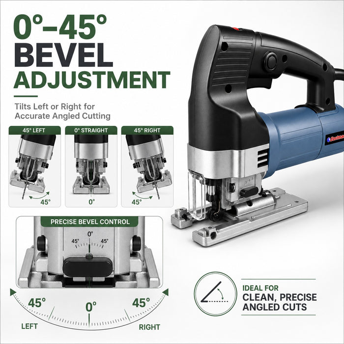 JRSDRIVE 650W Electric Jigsaw Kit - Includes Heavy Duty BMC Box & Free Carbon Set - EJS-060 High-Performance Saw