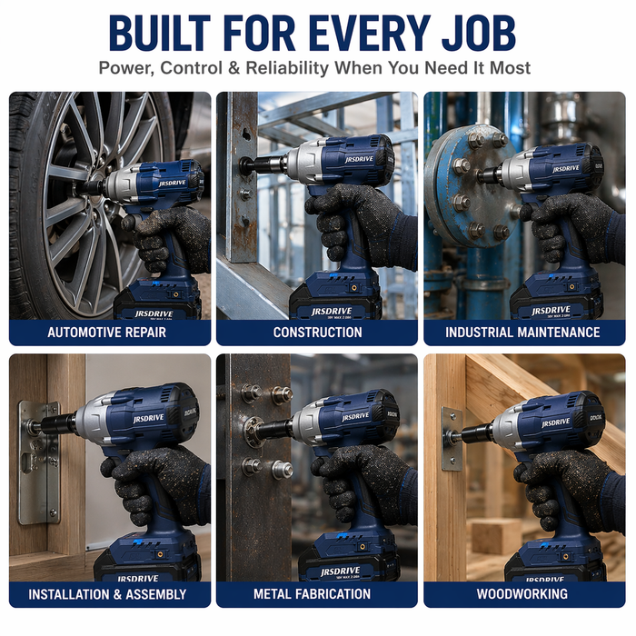 JRSDRIVE ECIW-280 1/2-Inch Cordless Impact Wrench – Heavy-Duty, Fast Charging, Variable Speed