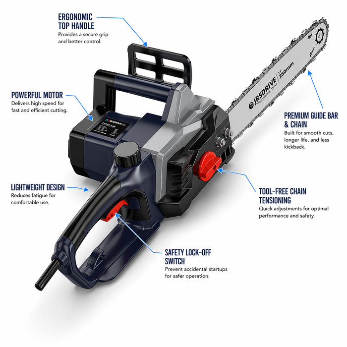 JRSDRIVE  ECHS 400N Electric Chain Saw | 1600W High-Efficiency Motor • Rapid 600m/min Cutting Speed