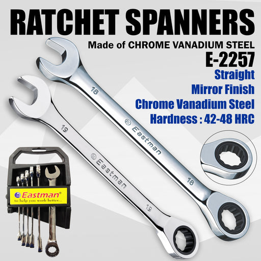 Eastman Ratchet Spanner, Straight, Mirror Finish Kit, E-2257 Eastman Cast & Forge Ltd