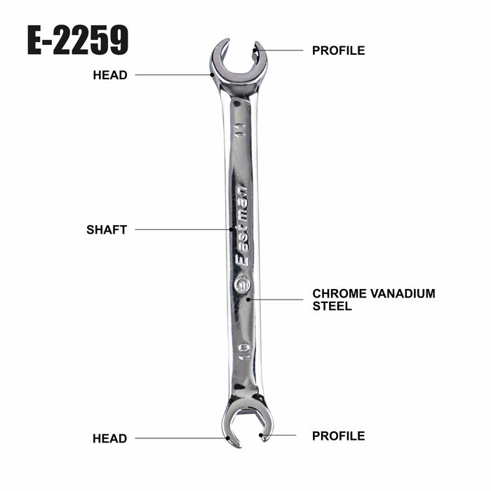 EASTMAN FLARE NUT SPANNER  WORTH SIZES (MM)- BOX PACKING KIT, KIT10 Pcs-E-2259_6*22, Eastman Cast & Forge Ltd