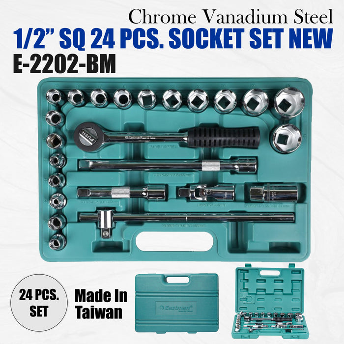 Eastman 1/2 SQ. 24 Pcs New Socket Set -E-2202BM Eastman Cast & Forge Ltd